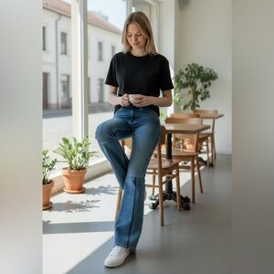 NWOT Scotch & Soda Patchwork Blue Flare Jeans *super rare*